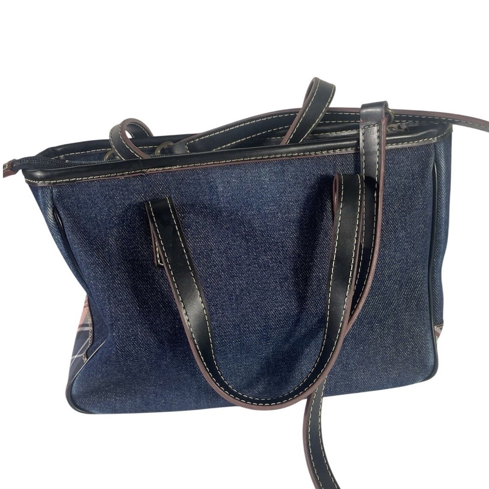 Tommy Hilfiger Denim Plaid Shoulder‎ Bag Tote Purse Y2K Preppy Classic - Picture 4 of 8